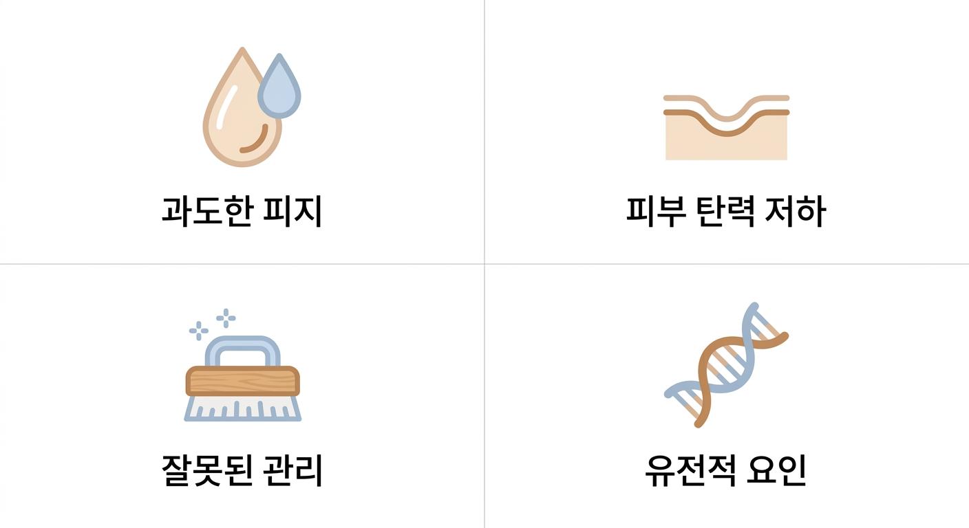 모공 확장 원인 4가지 요약, 북가좌동모공관리한의원 과도한 피지 · 피부 탄력 저하 · 잘못된 관리 · 유전적 요인