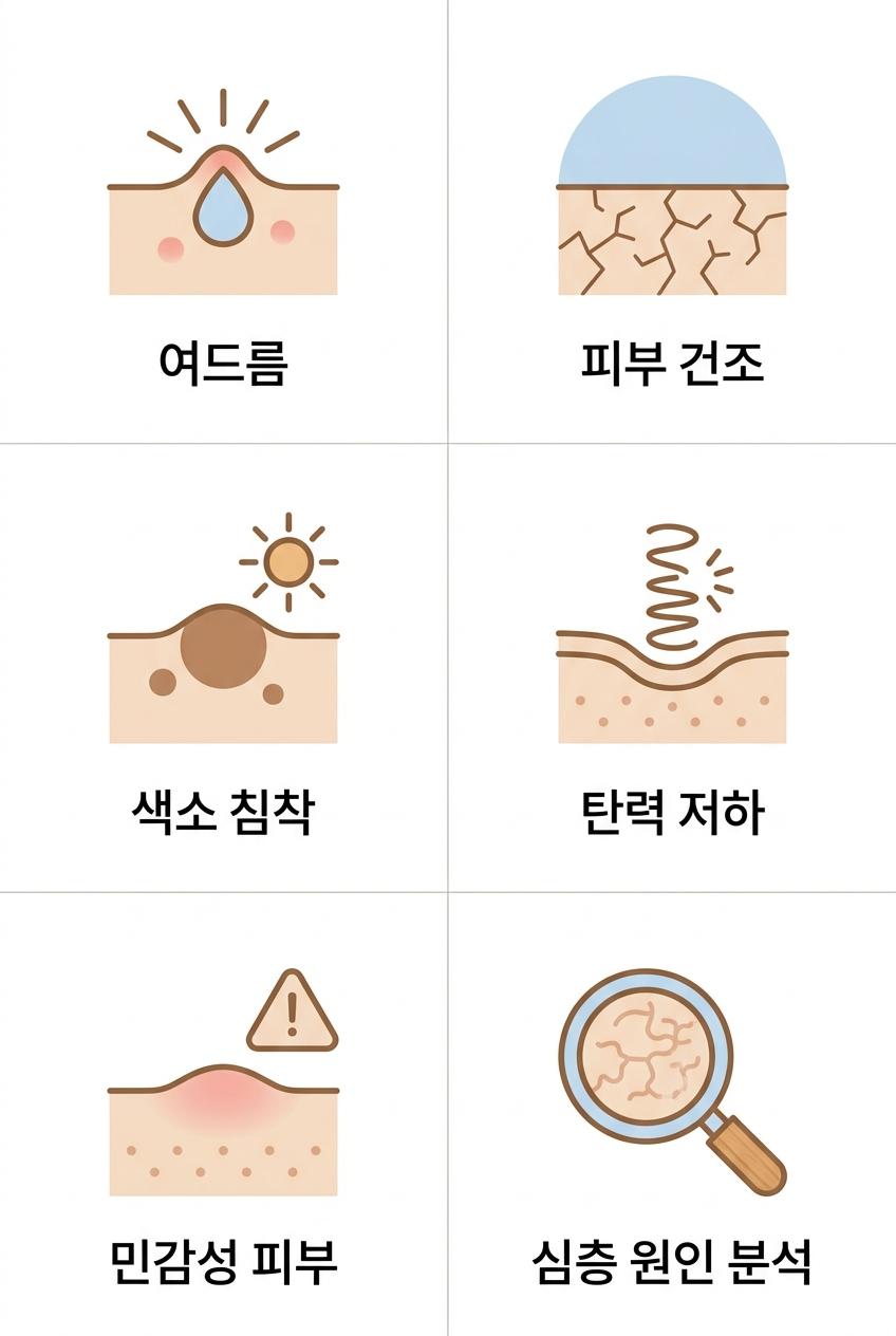 결혼 전 흔한 피부 문제와 원인 분석, 남가좌동웨딩피부관리한의원 여드름 · 피부 건조 · 색소 침착 · 탄력 저하 · 민감성 피부 · 심층 원인 분석