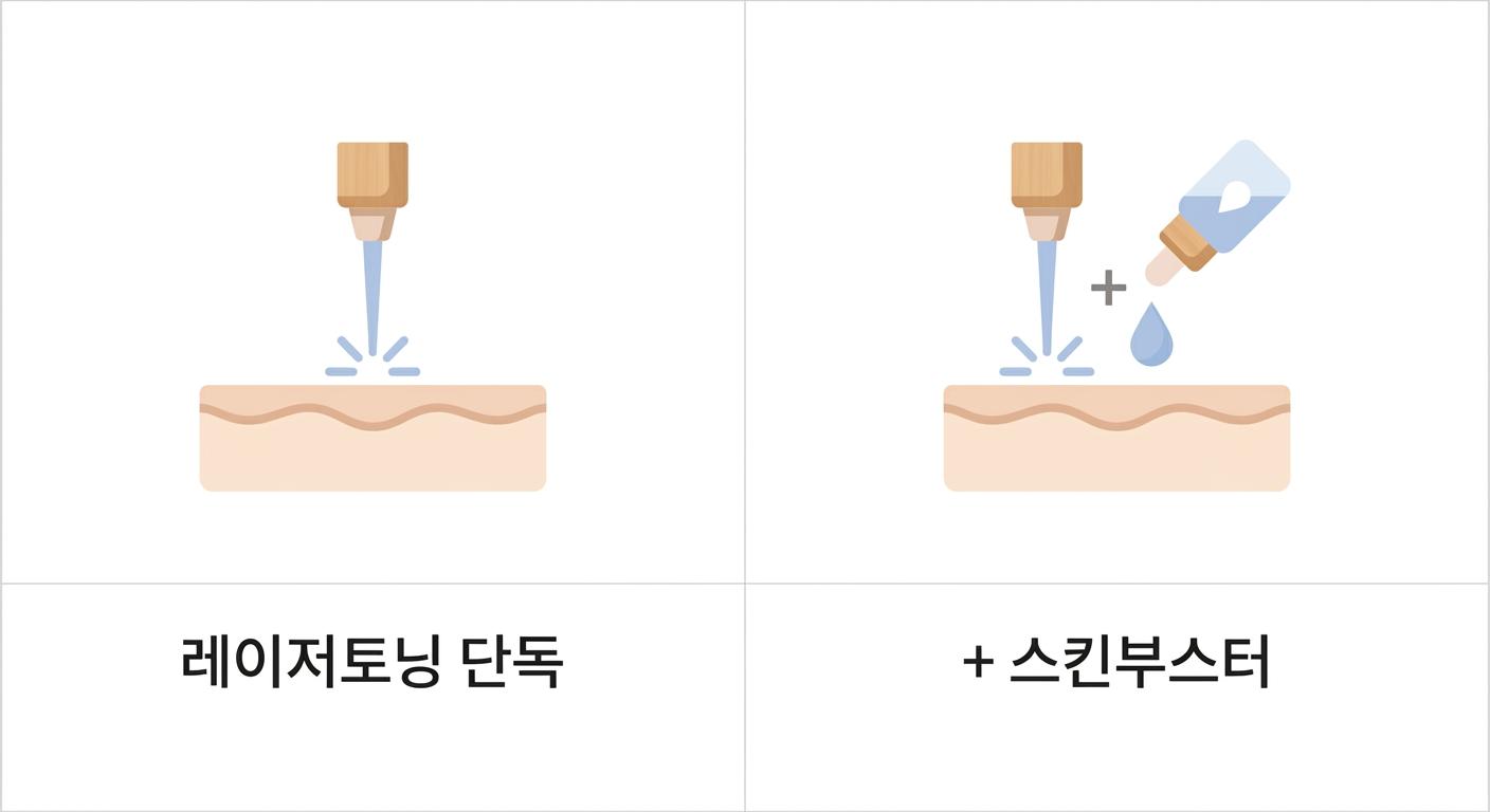 레이저토닝과 스킨부스터 병행 시 피부 개선 시너지 효과, 가좌역피부관리한의원 | 레이저토닝 단독 · + 스킨부스터