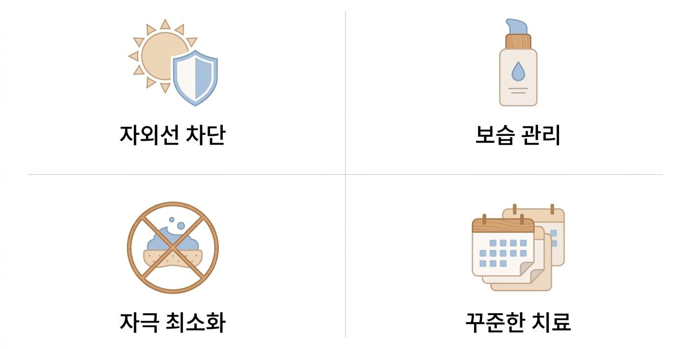 레이저토닝 시술 후 효과 유지를 위한 핵심 관리법, 성산동레이저시술한의원 | 자외선 차단 · 보습 관리 · 자극 최소화 · 꾸준한 치료