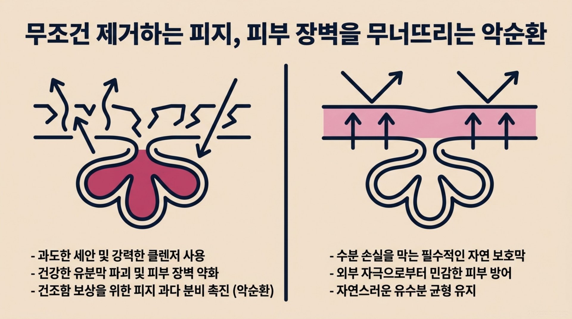 북가좌동 한의원 무조건 제거하는 피지, 피부 장벽을 무너뜨리는 악순환 안내 이미지