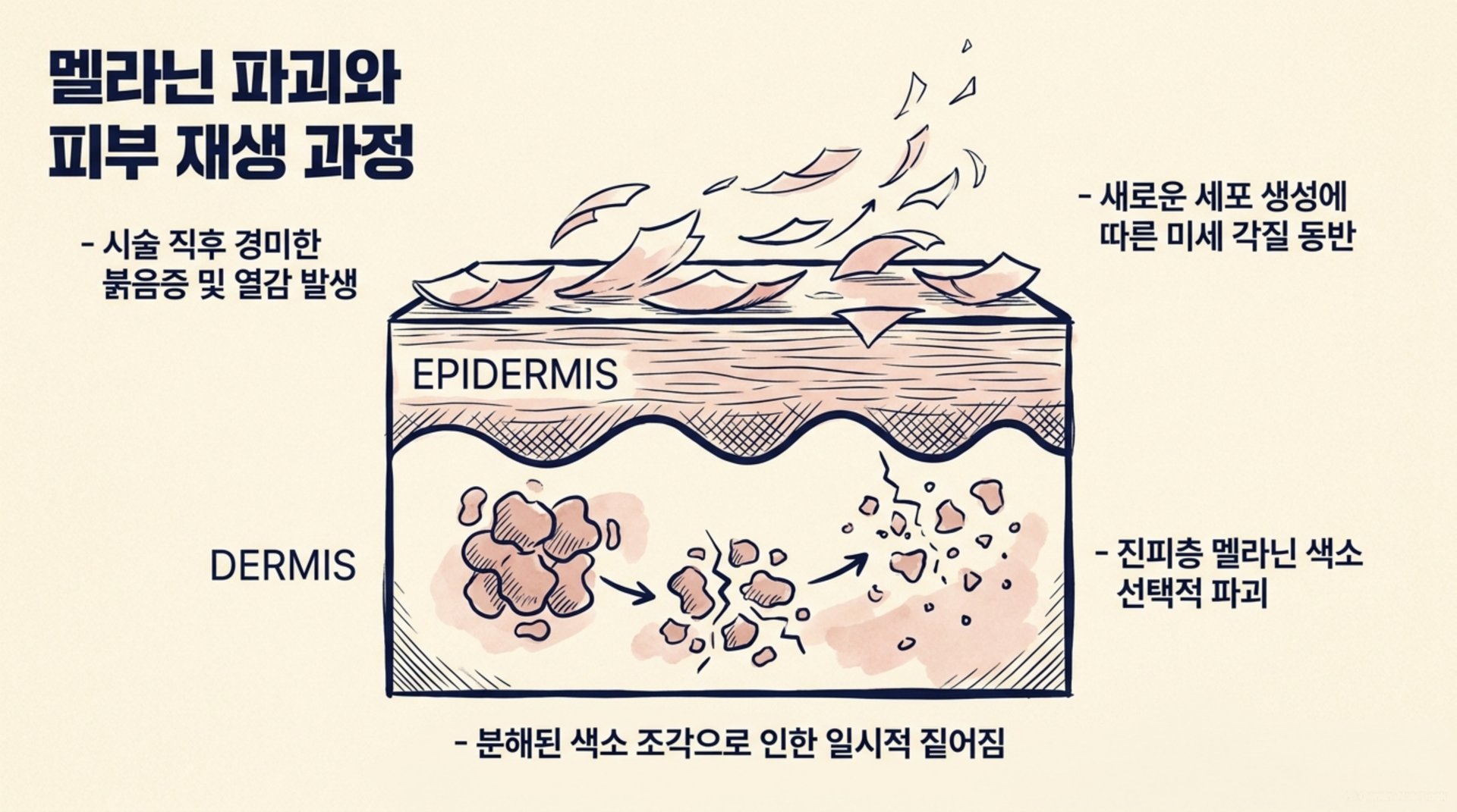북가좌동 한의원 멜라닌 파괴와 피부 재생 과정 안내 이미지