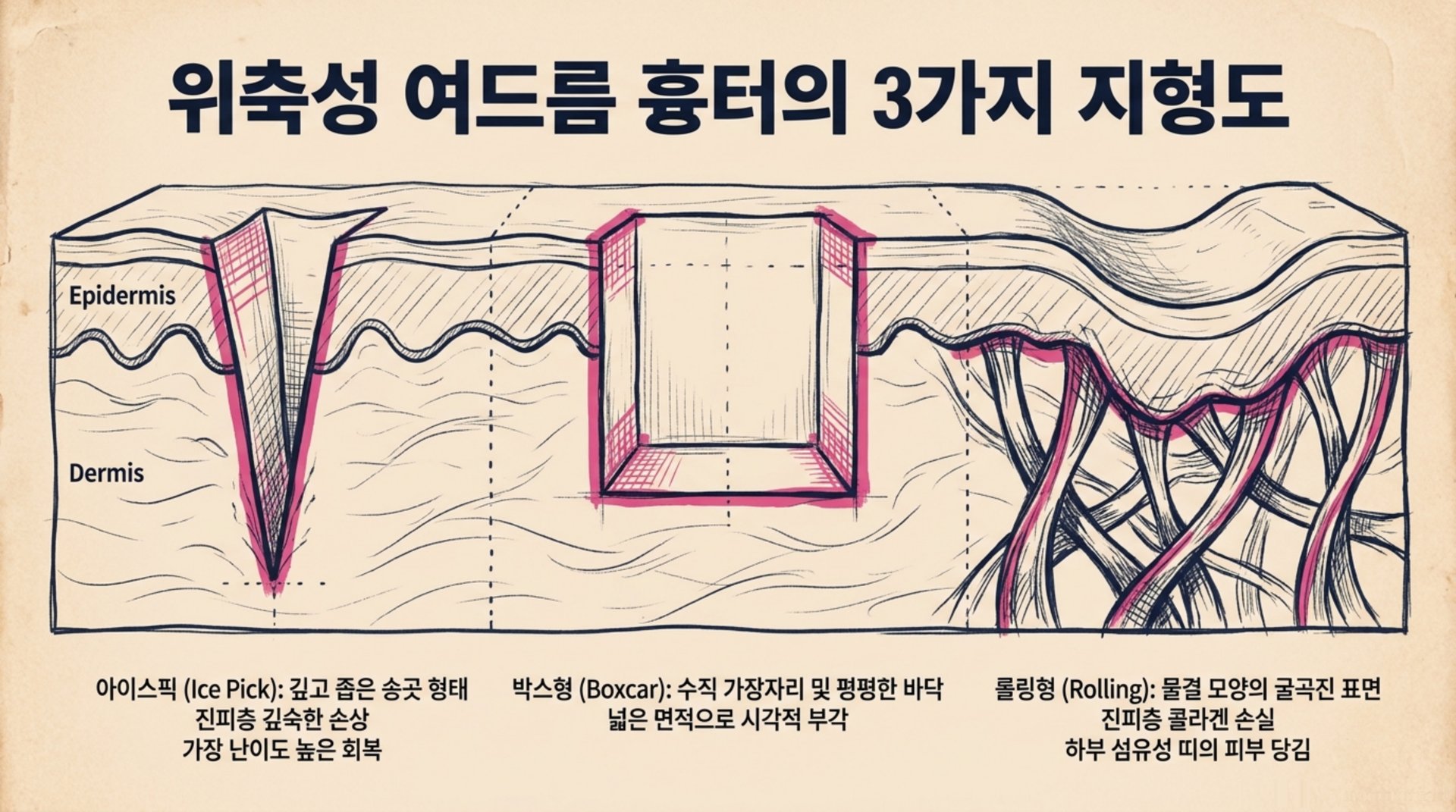북가좌동 한의원 위축성 여드름 흉터의 3가지 지형도 안내 이미지