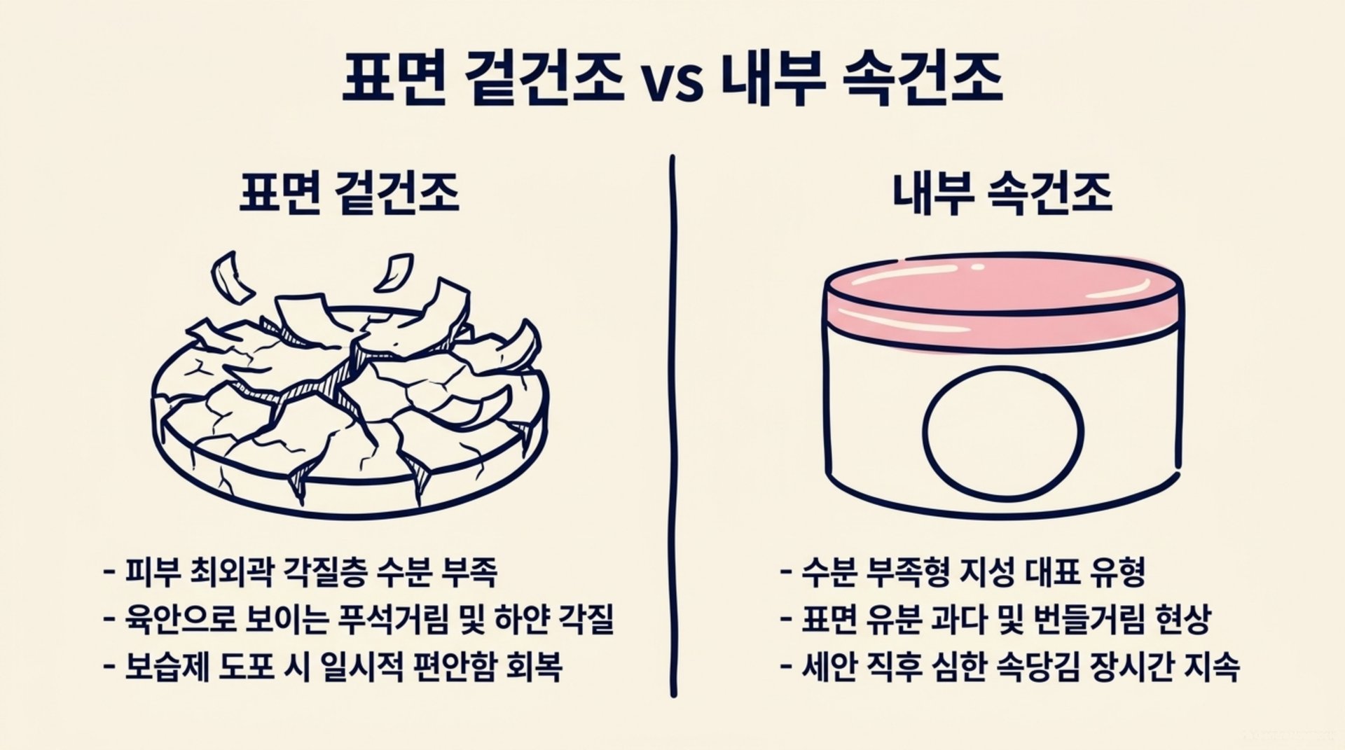 서대문구 한의원 표면 겉건조 vs 내부 속건조 안내 이미지