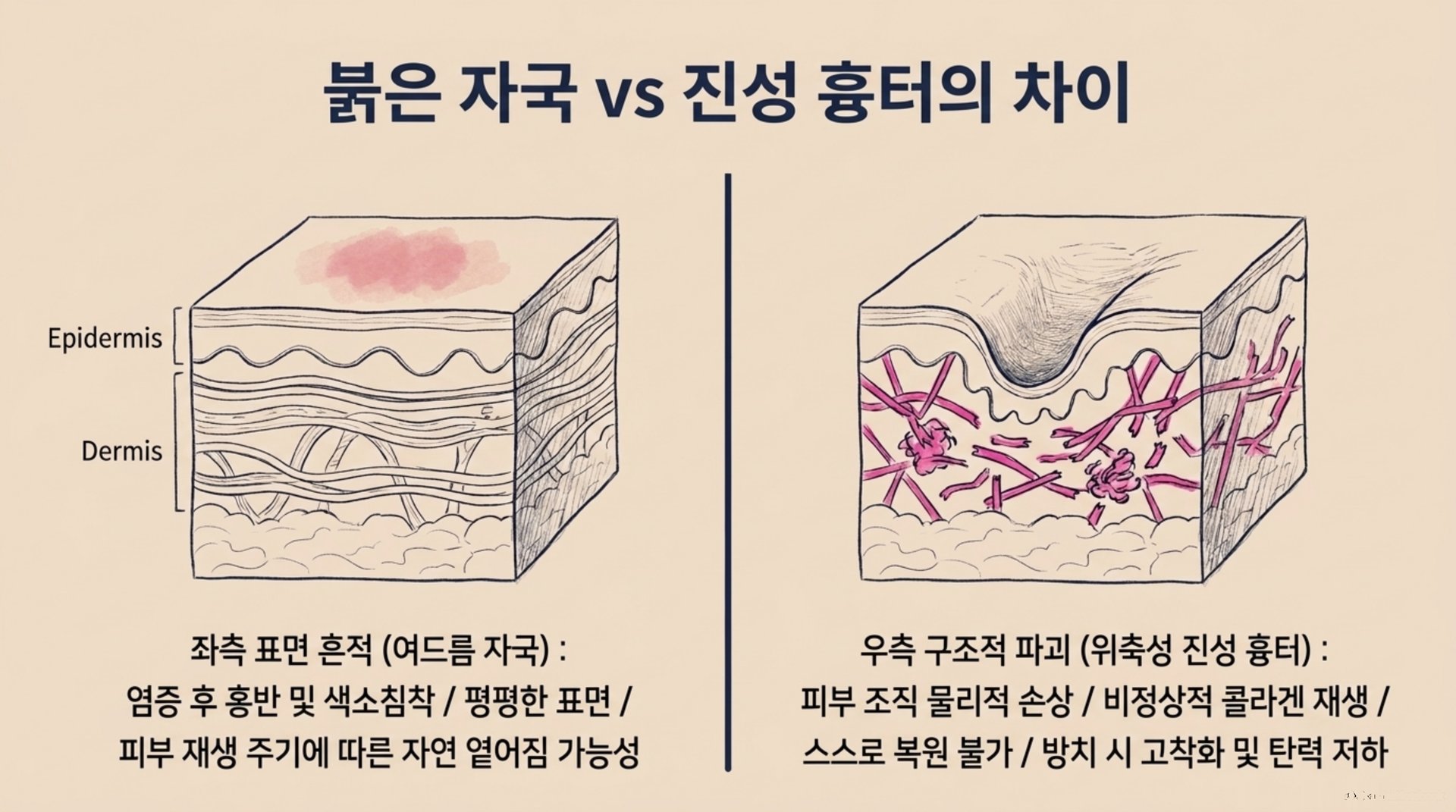 서대문구 한의원 붉은 자국 vs 진성 흉터의 차이 안내 이미지