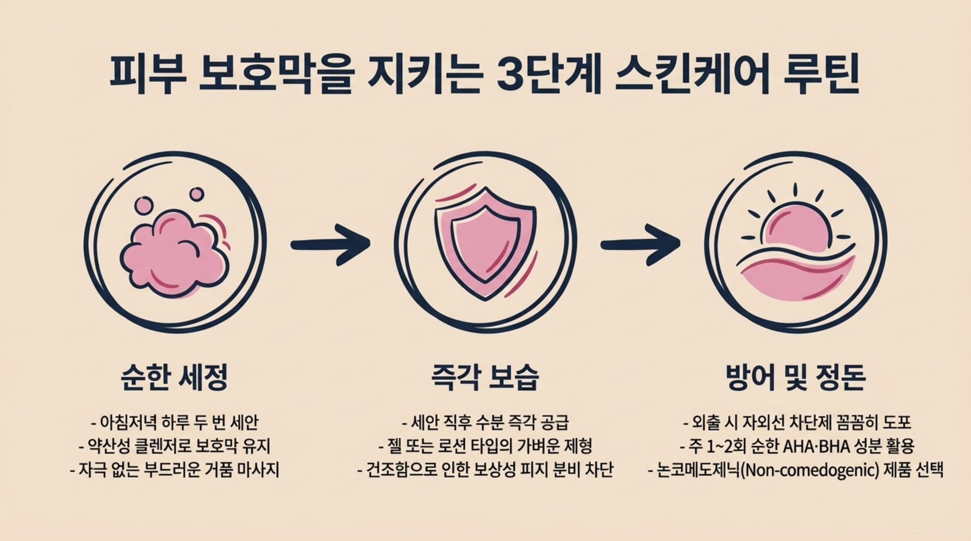 남가좌동 한의원 피부 보호막을 지키는 3단계 스킨케어 루틴 안내 이미지