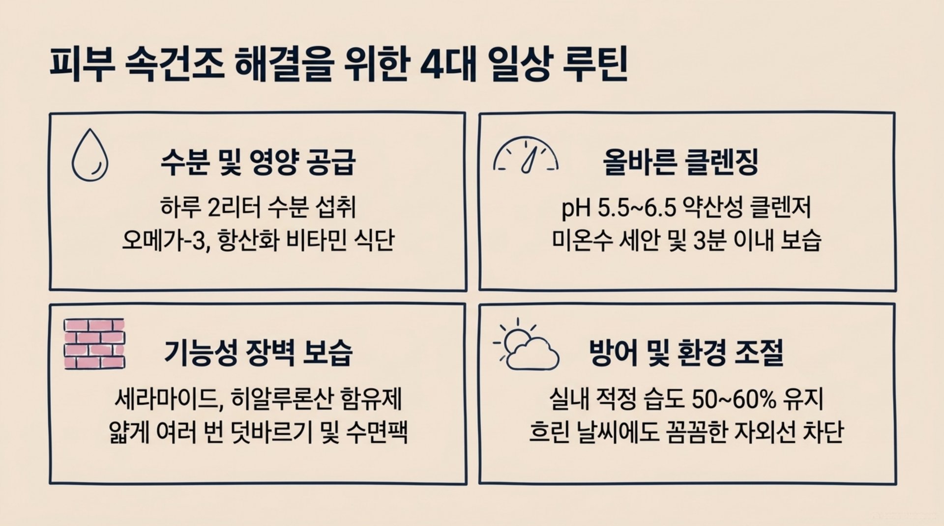 남가좌동 한의원 피부 속건조 해결을 위한 4대 일상 루틴 안내 이미지