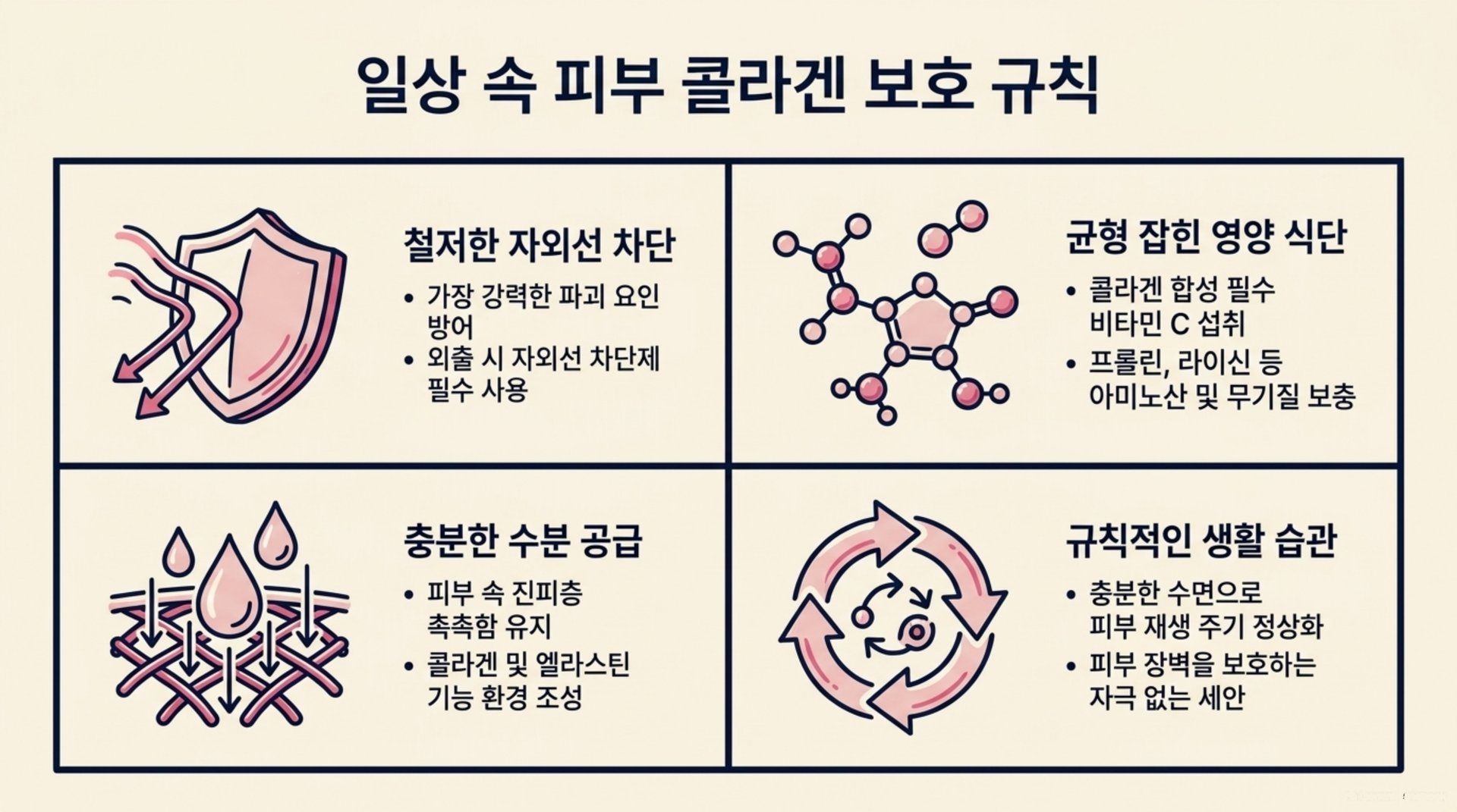 남가좌동 한의원 일상 속 피부 콜라겐 보호 규칙 안내 이미지