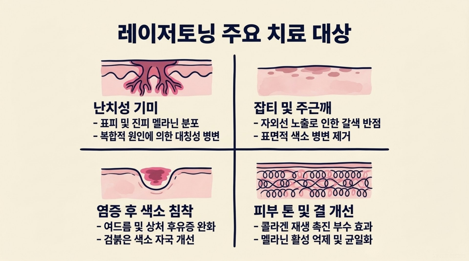서대문구 한의원 레이저토닝 주요 치료 대상 안내 이미지