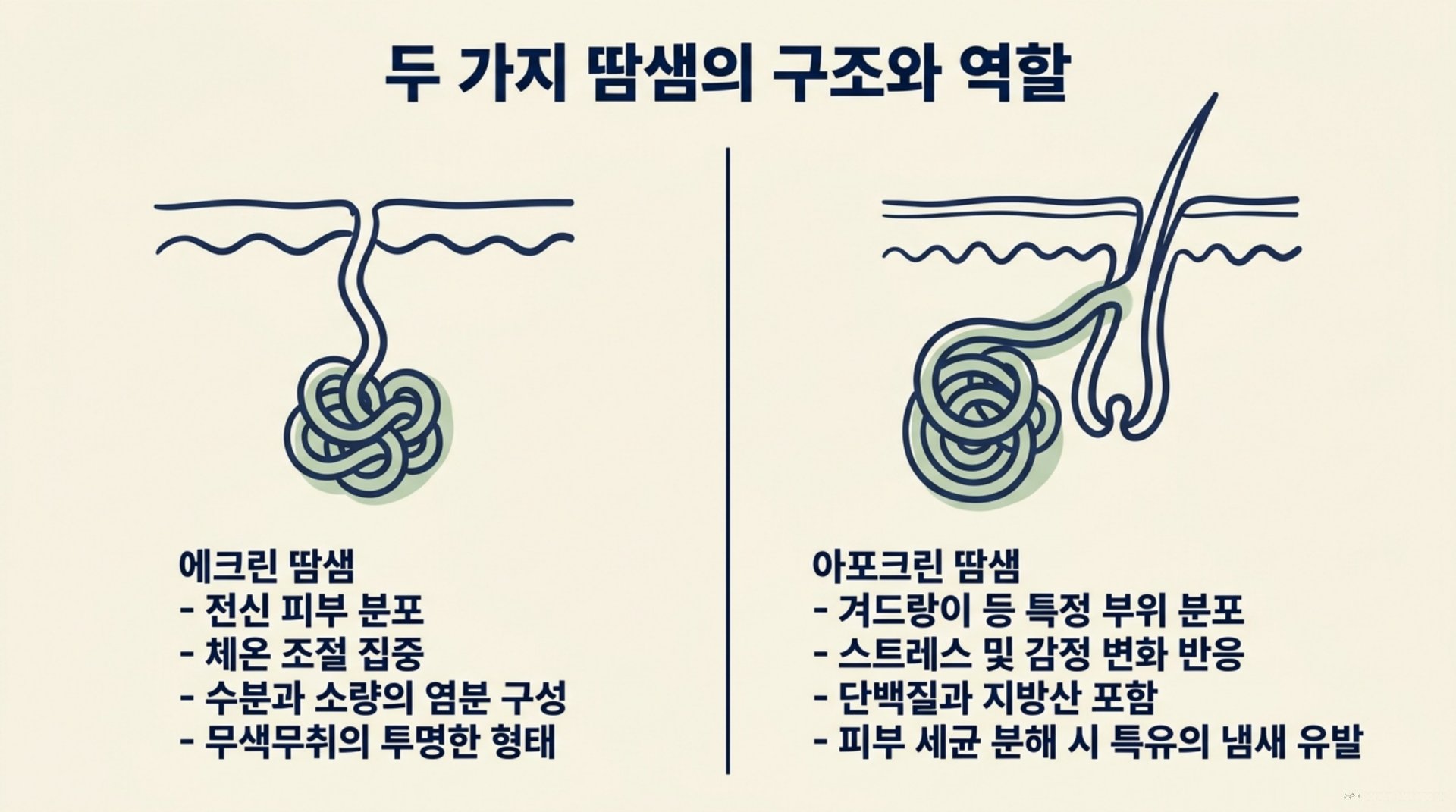 북가좌동 한의원 두 가지 땀샘의 구조와 역할 안내 이미지