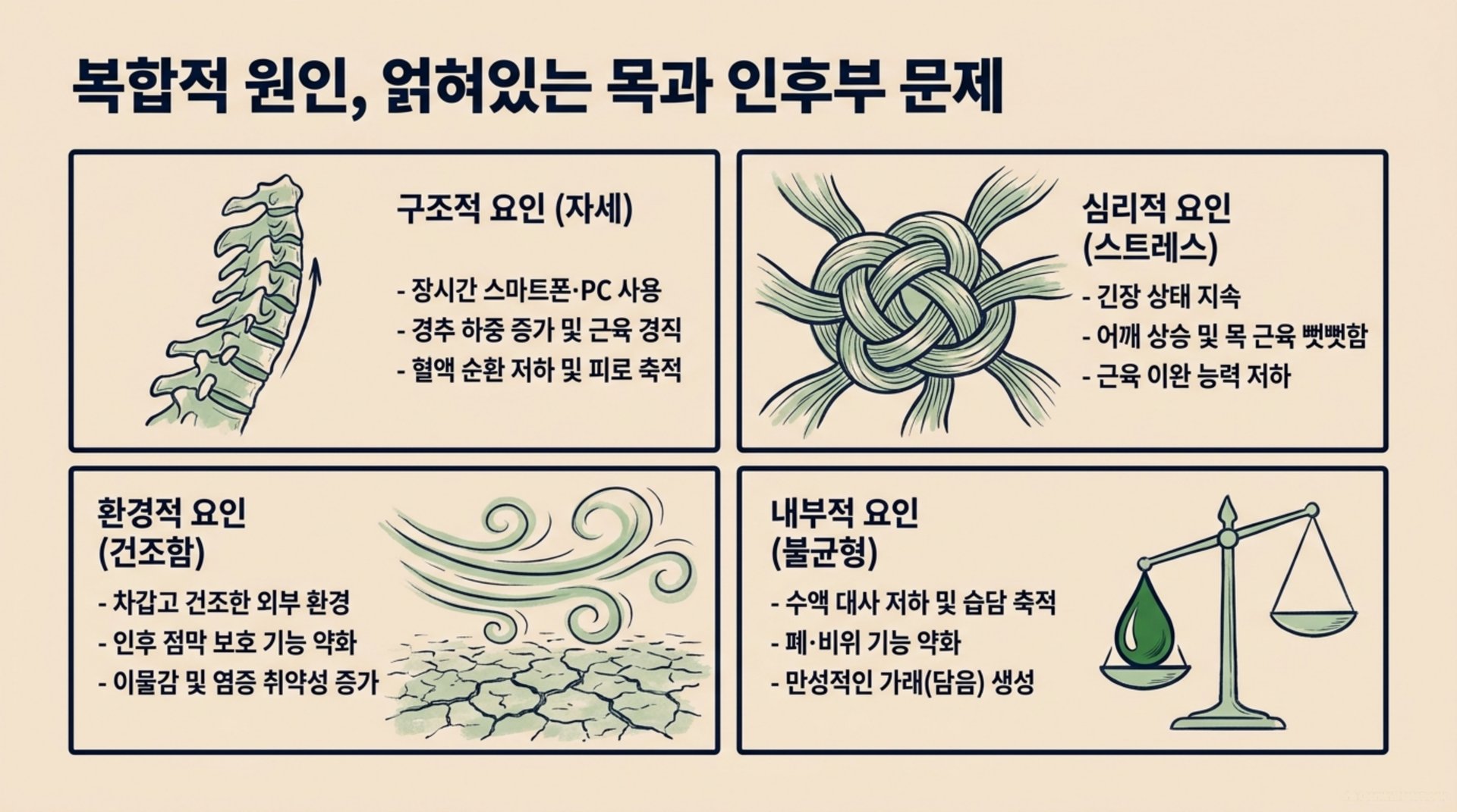 북가좌동 한의원 복합적 원인, 얽혀있는 목과 인후부 문제 안내 이미지
