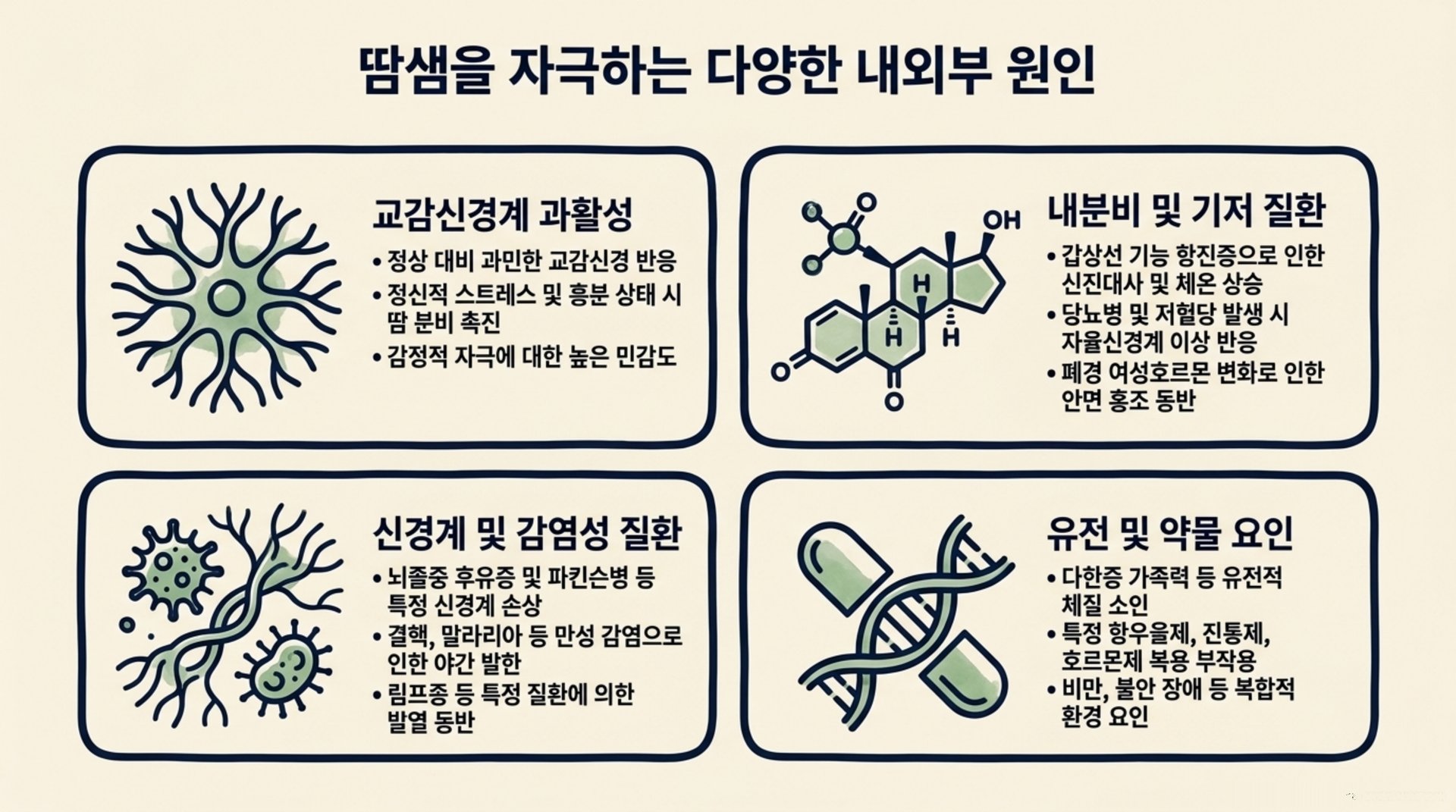 서대문구 한의원 땀샘을 자극하는 다양한 내외부 원인 안내 이미지