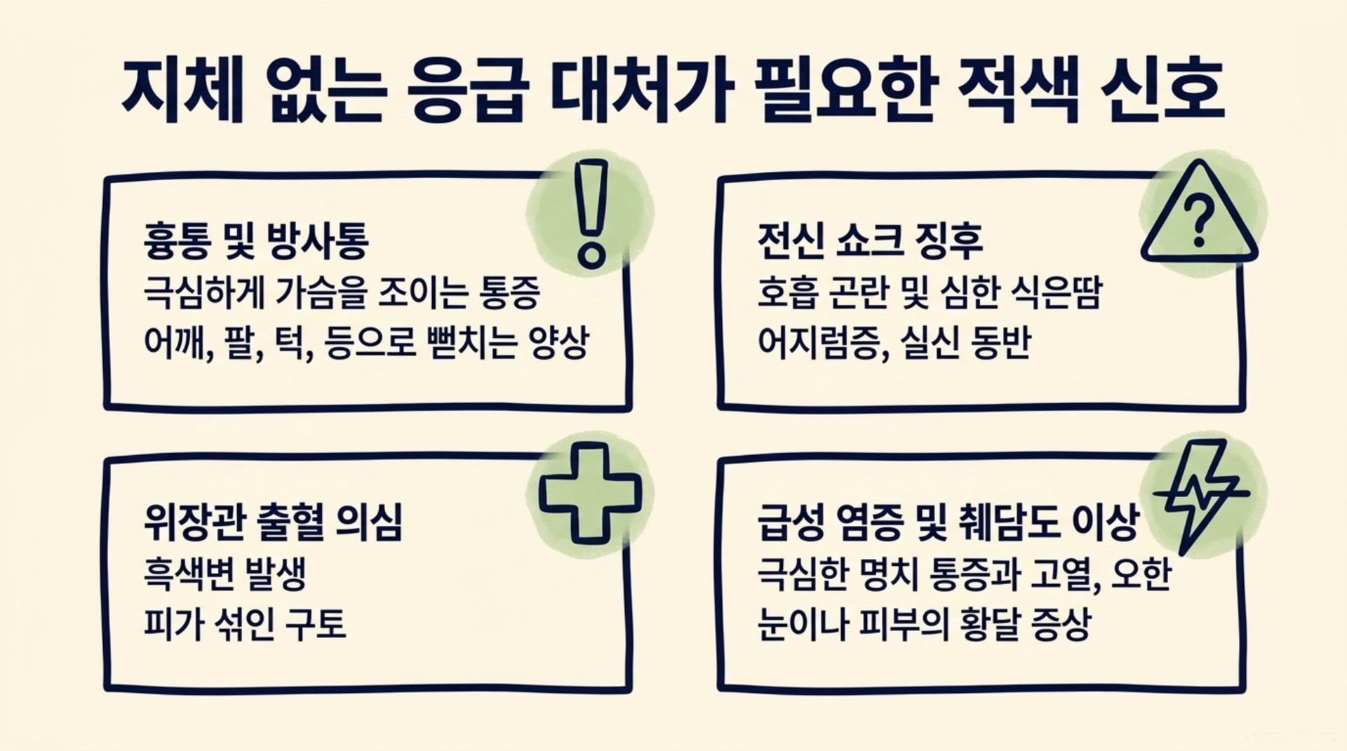 서대문구 한의원 지체 없는 응급 대처가 필요한 적색 신호 안내 이미지