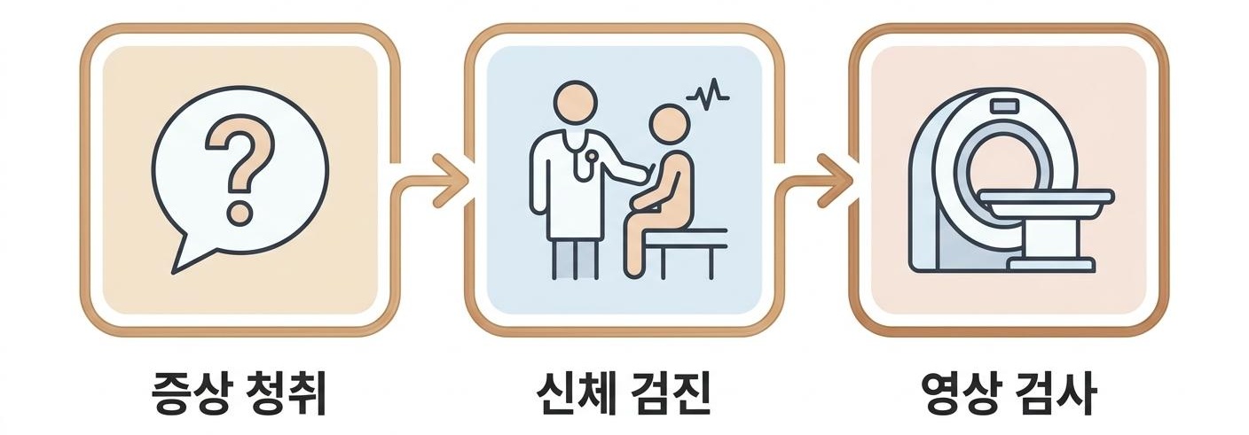 허리디스크의 정확한 진단 과정, 서대문구척추건강한의원 | 증상 청취 · 신체 검진 · 영상 검사