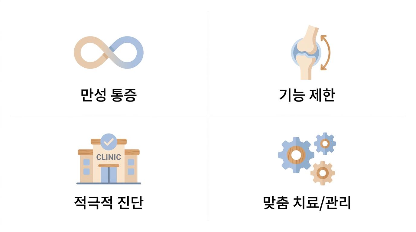 오십견 방치 시 문제점 및 적극적인 관리의 중요성, 수색동관절치료한의원 | 만성 통증 · 기능 제한 · 적극적 진단 · 맞춤 치료/관리