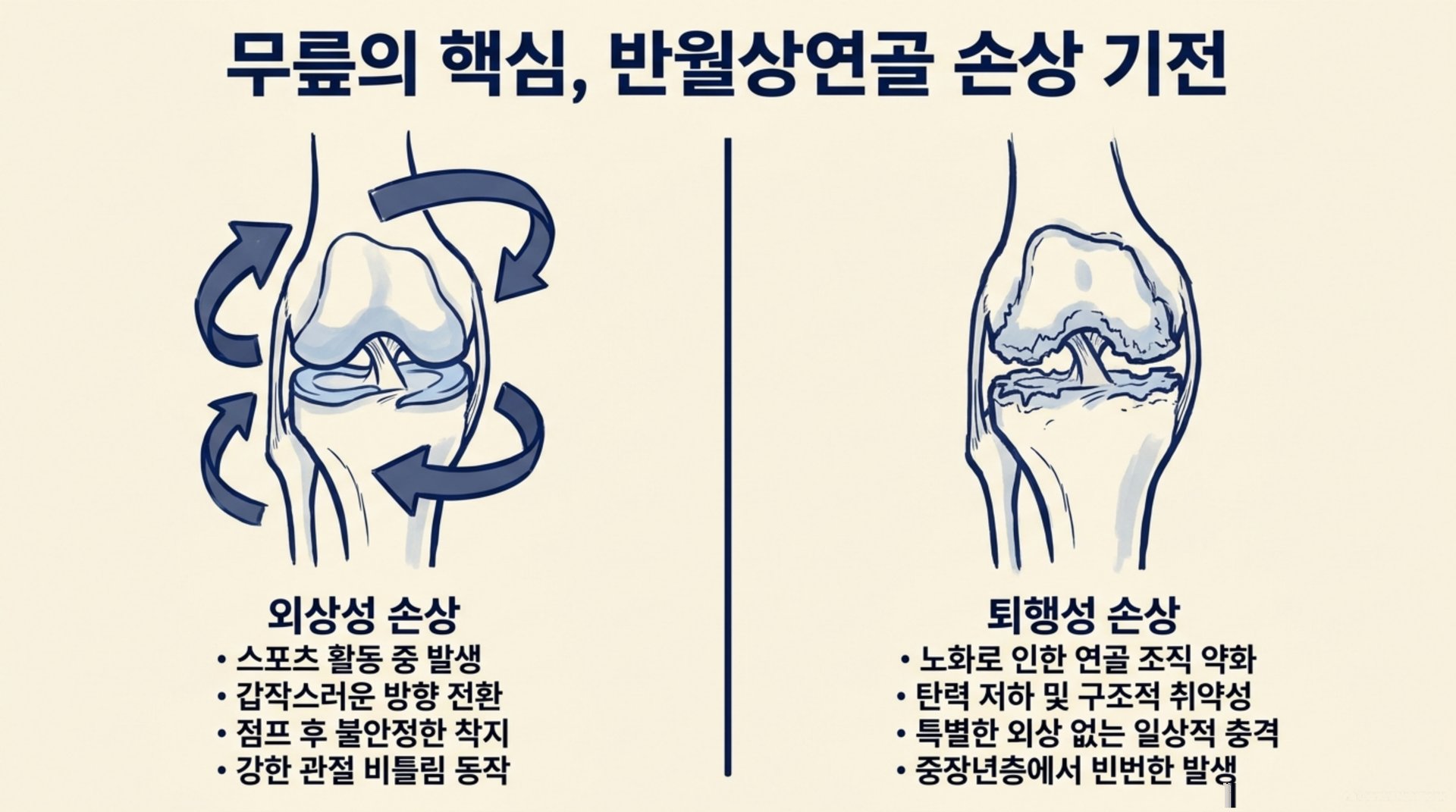 북가좌동 한의원 무릎의 핵심, 반월상연골 손상 기전 안내 이미지