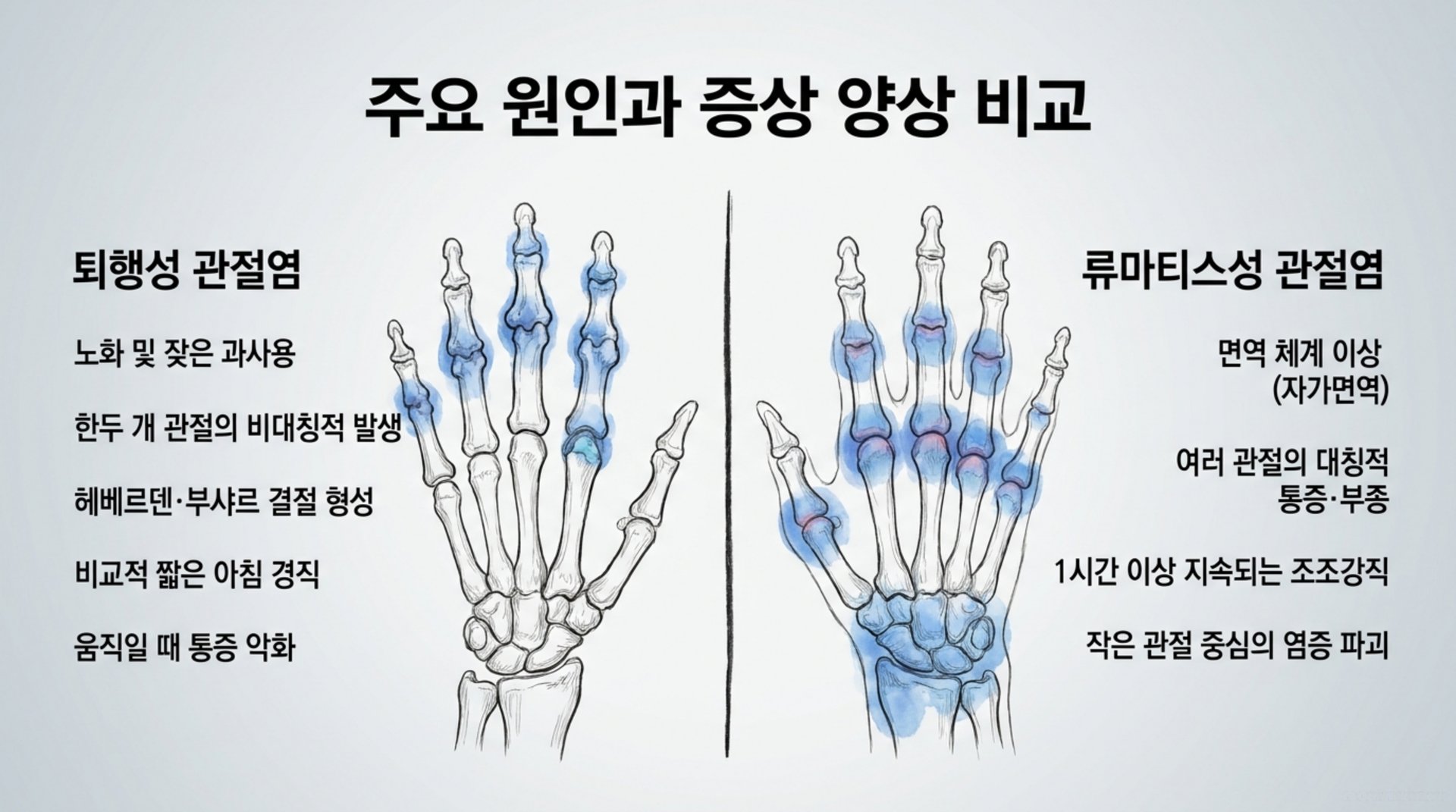북가좌동 한의원 주요 원인과 증상 양상 비교 안내 이미지
