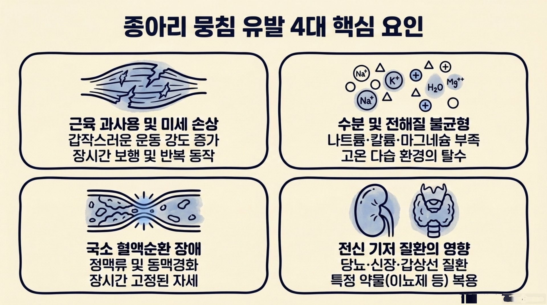 북가좌동 한의원 종아리 뭉침 유발 4대 핵심 요인 안내 이미지