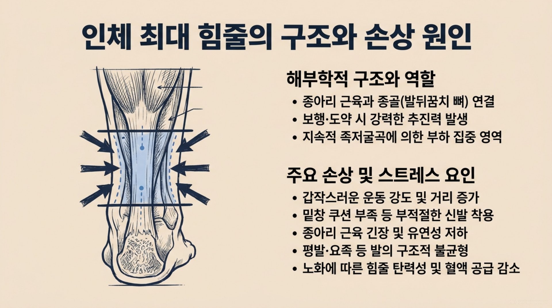 북가좌동 한의원 인체 최대 힘줄의 구조와 손상 원인 안내 이미지