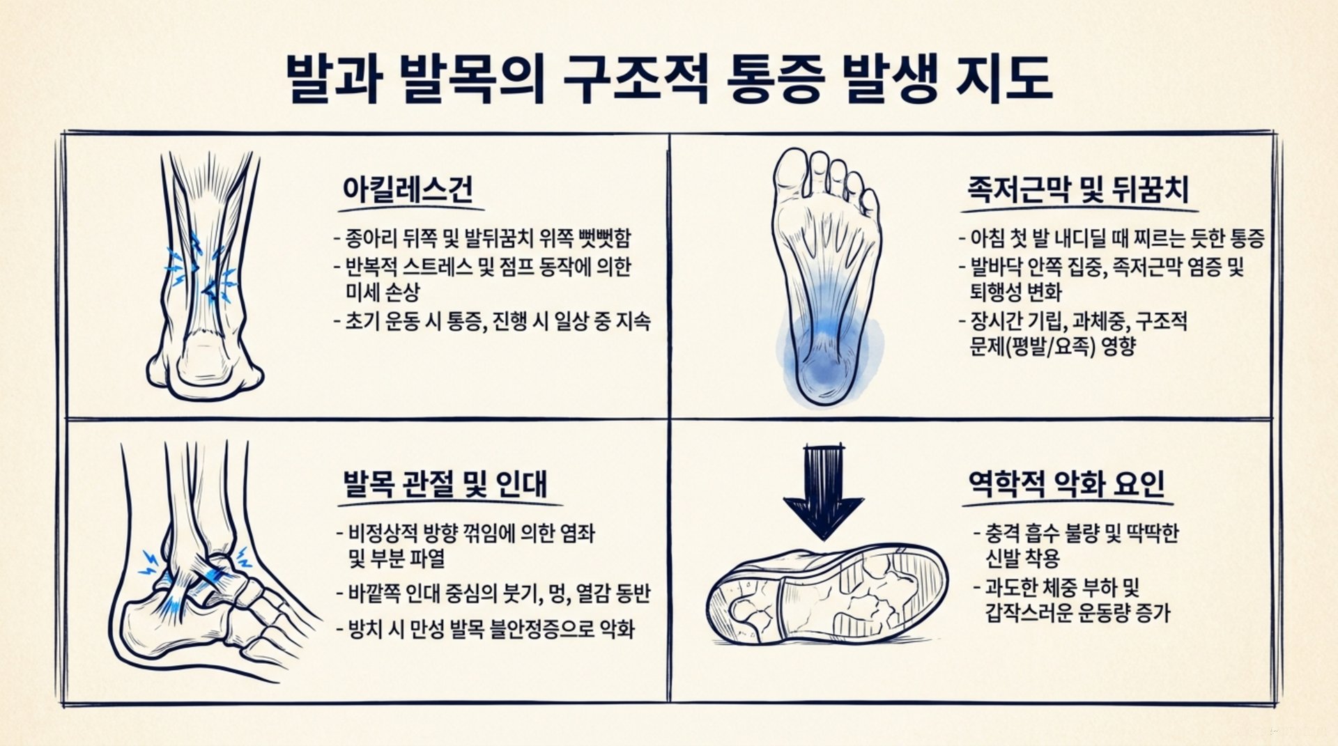 북가좌동 한의원 발과 발목의 구조적 통증 발생 지도 안내 이미지
