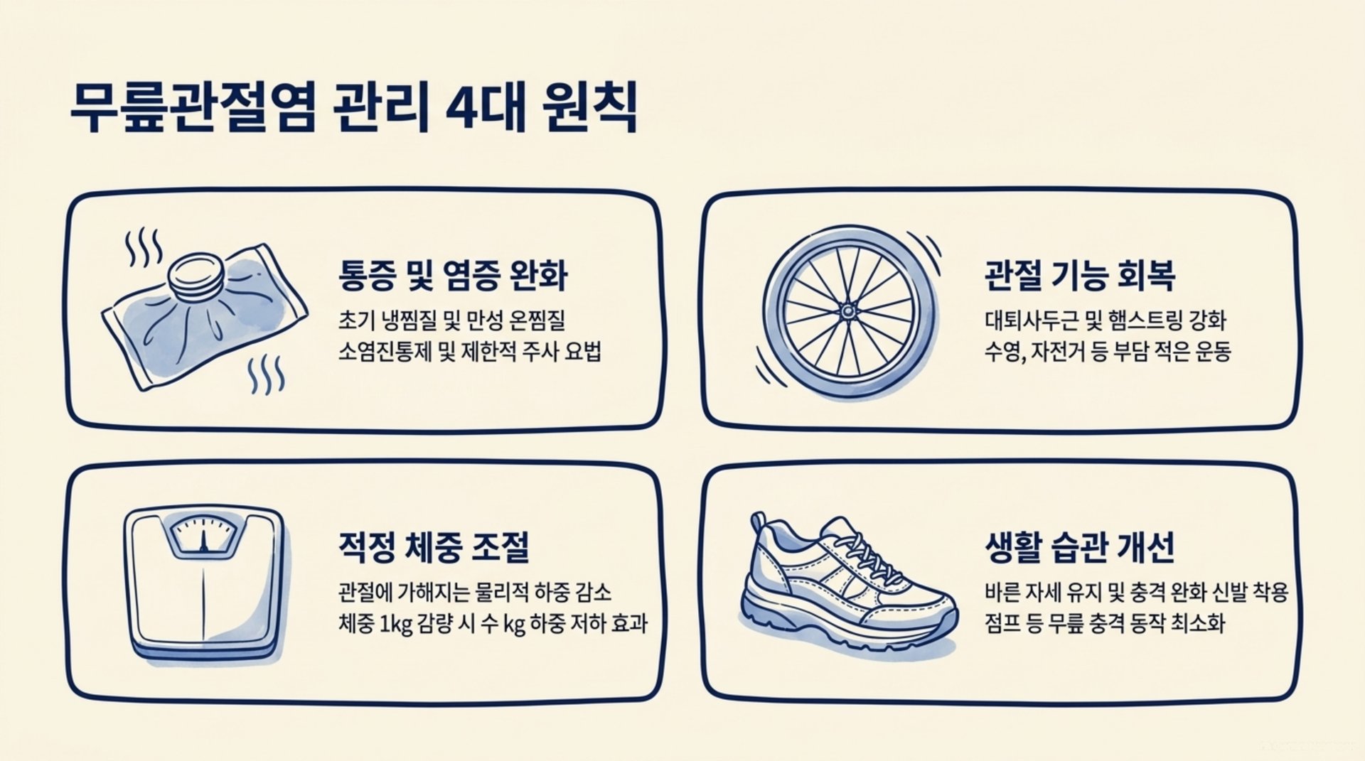 남가좌동 한의원 무릎관절염 관리 4대 원칙 안내 이미지