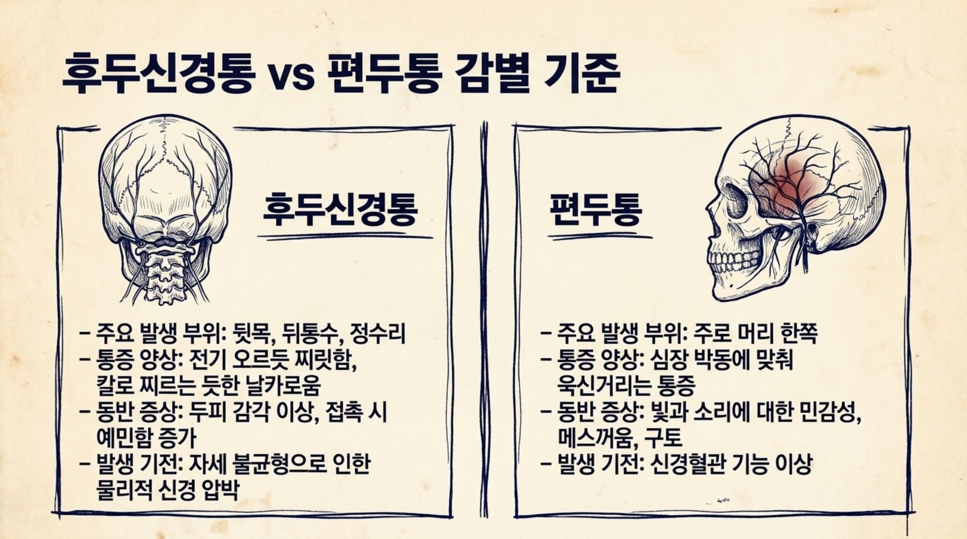 남가좌동 한의원 후두신경통 vs 편두통 감별 기준 안내 이미지