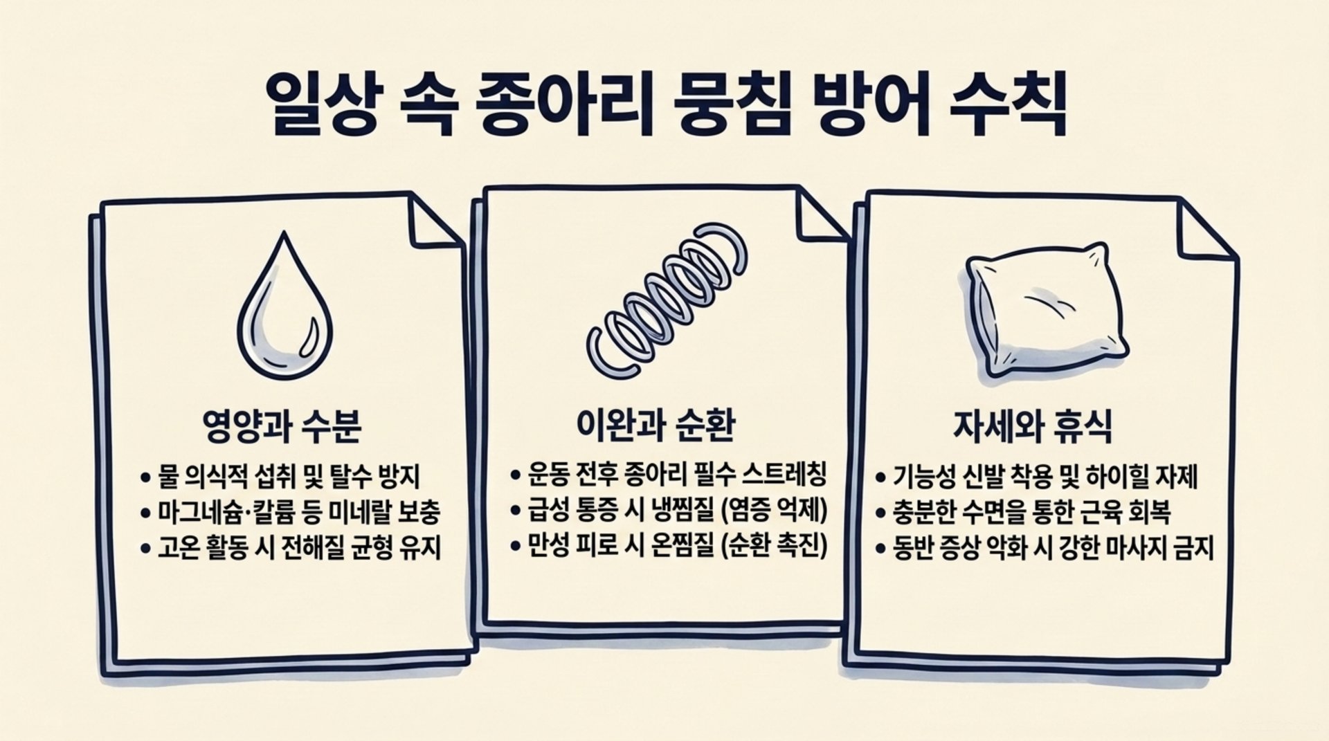 서대문구 한의원 일상 속 종아리 뭉침 방어 수칙 안내 이미지