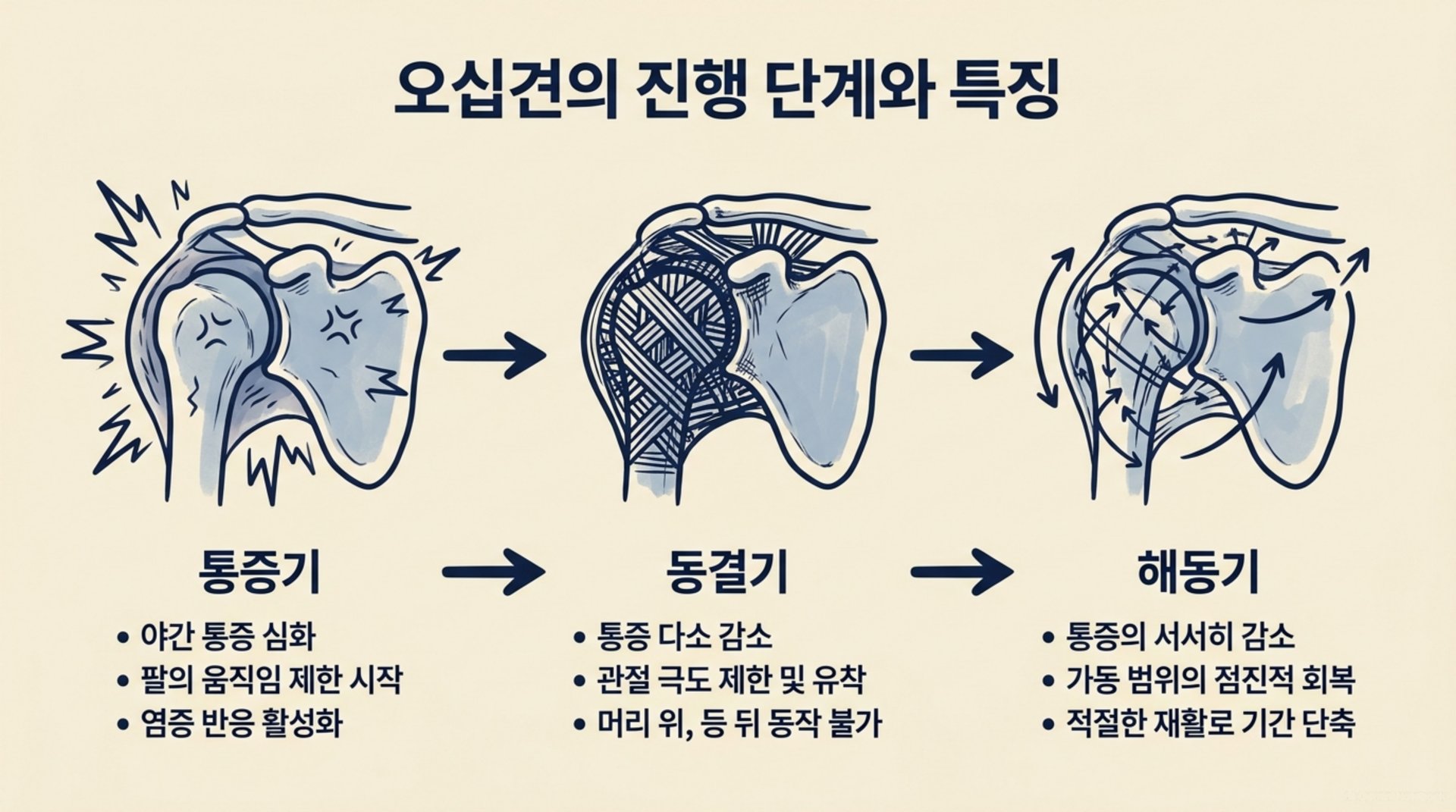 북가좌동 한의원 오십견의 진행 단계와 특징 안내 이미지