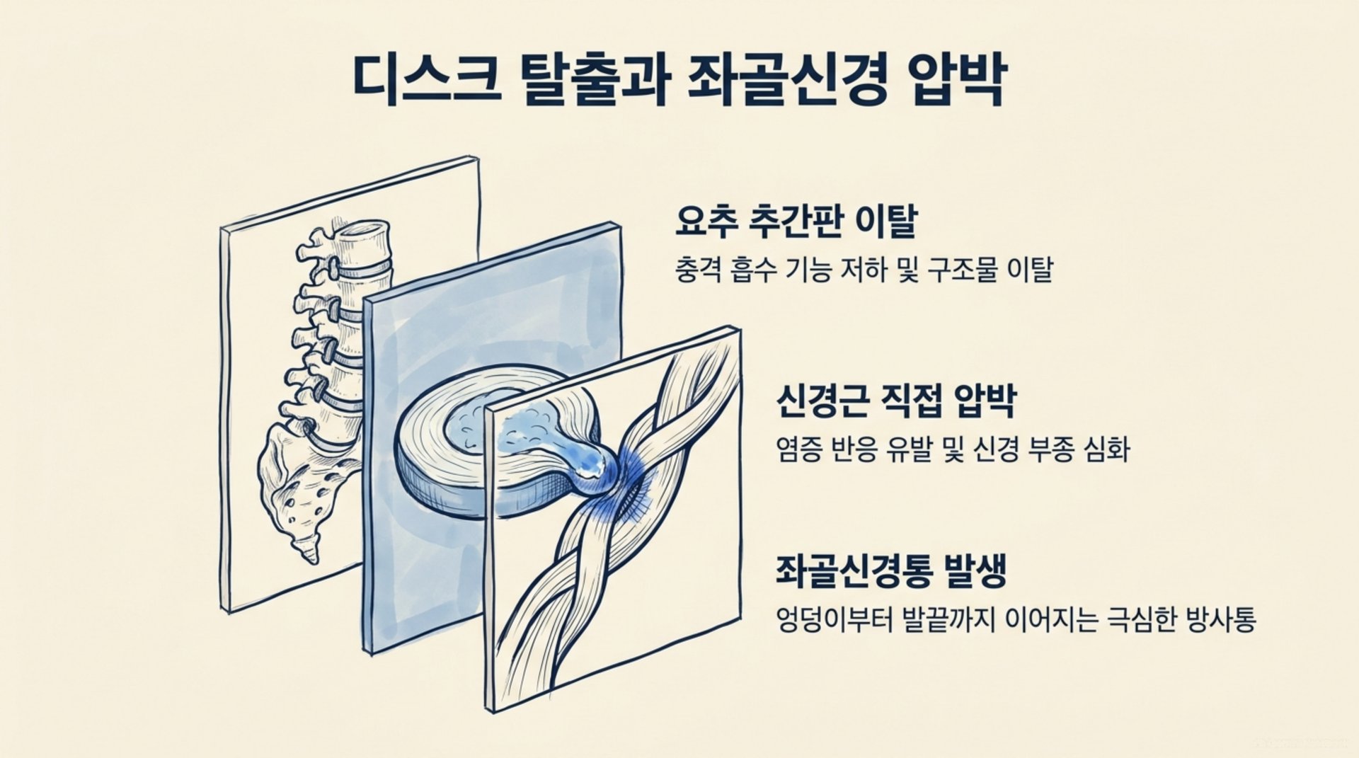 북가좌동 한의원 디스크 탈출과 좌골신경 압박 안내 이미지