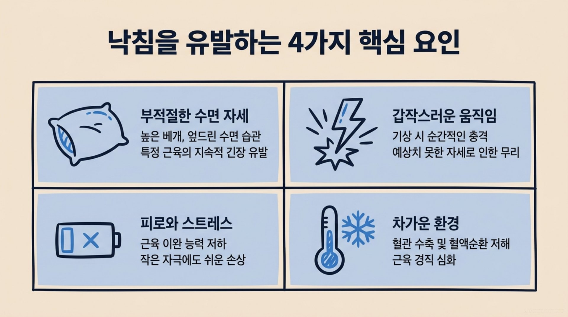 북가좌동 한의원 낙침을 유발하는 4가지 핵심 요인 안내 이미지