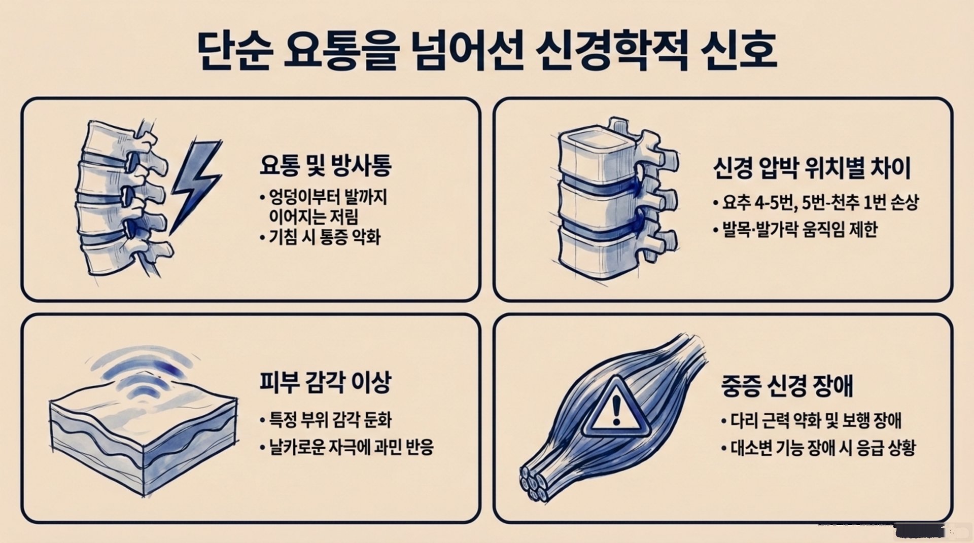 북가좌동 한의원 단순 요통을 넘어선 신경학적 신호 안내 이미지
