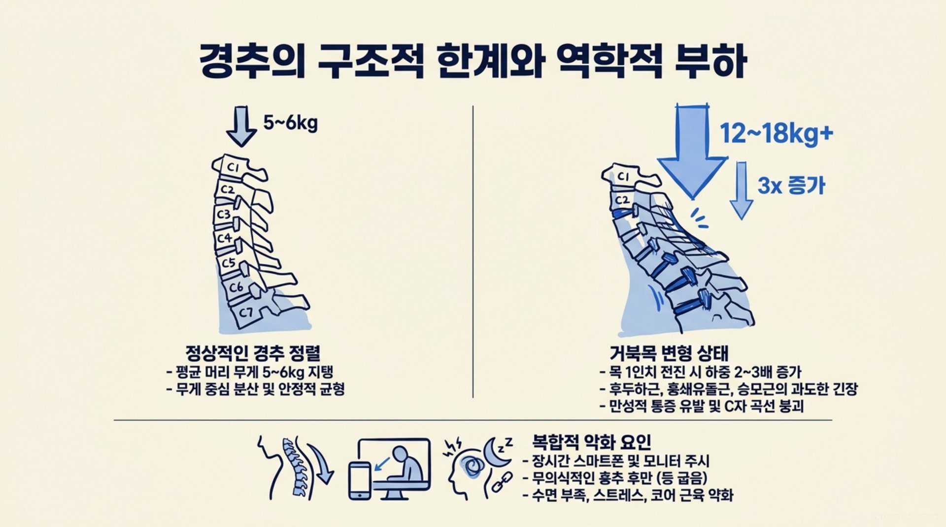 북가좌동 한의원 경추의 구조적 한계와 역학적 부하 안내 이미지