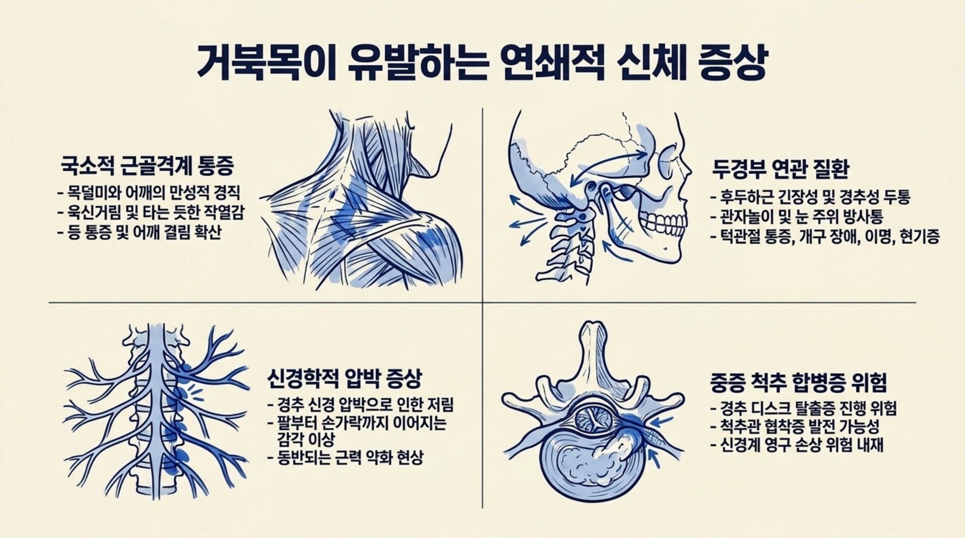 서대문구 한의원 거북목이 유발하는 연쇄적 신체 증상 안내 이미지