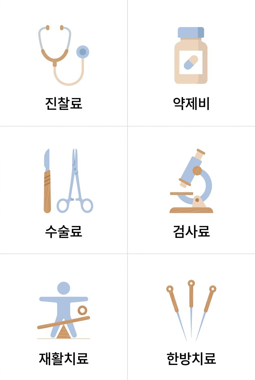 산재 요양급여가 지원하는 치료 및 비용 항목, 남가좌동요양급여한의원 | 진찰료 · 약제비 · 수술료 · 검사료 · 재활치료 · 한방치료
