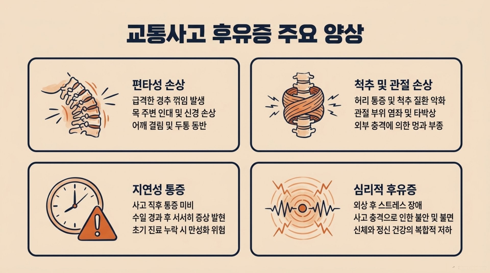 남가좌동 한의원 교통사고 후유증 주요 양상 안내 이미지