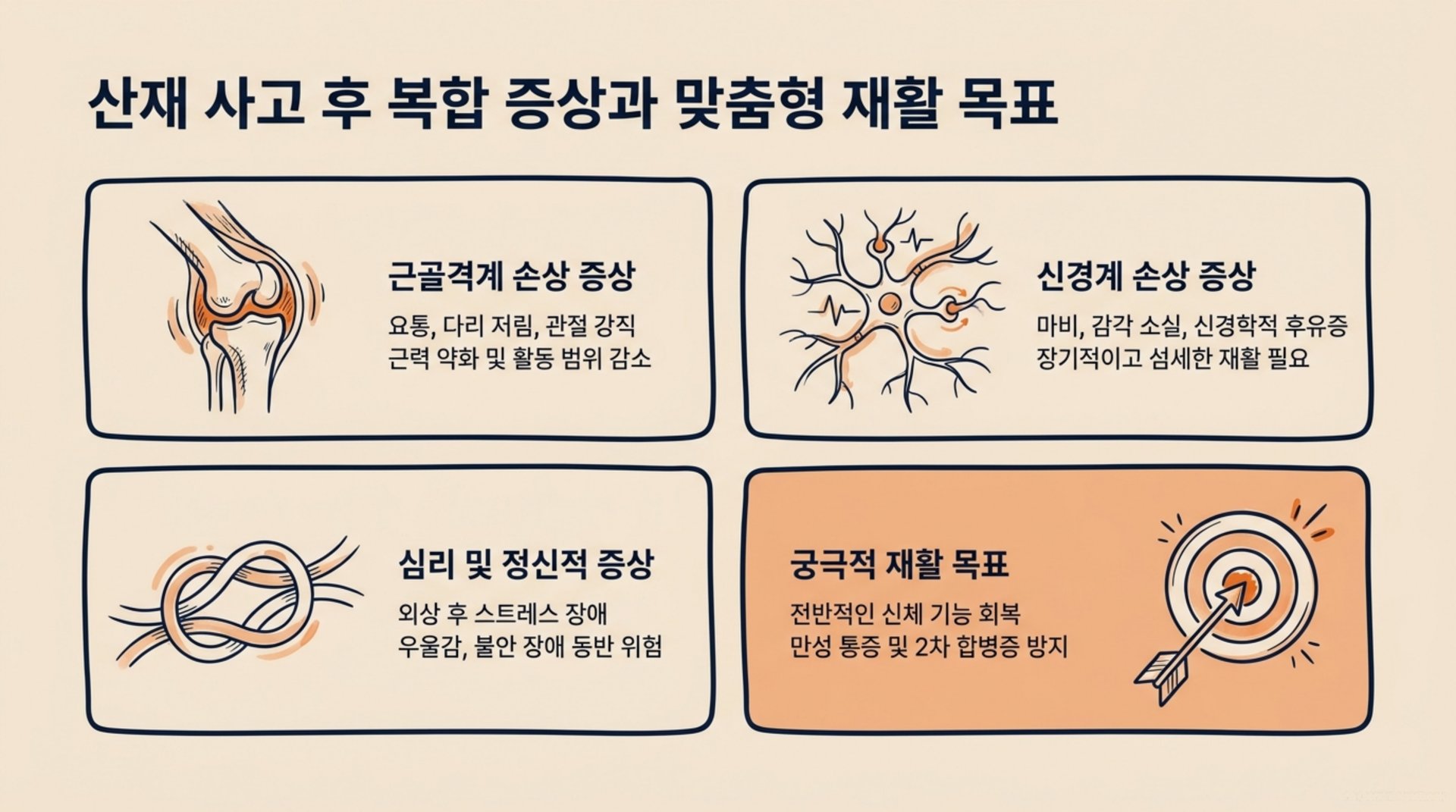 북가좌동 한의원 산재 사고 후 복합 증상과 맞춤형 재활 목표 안내 이미지