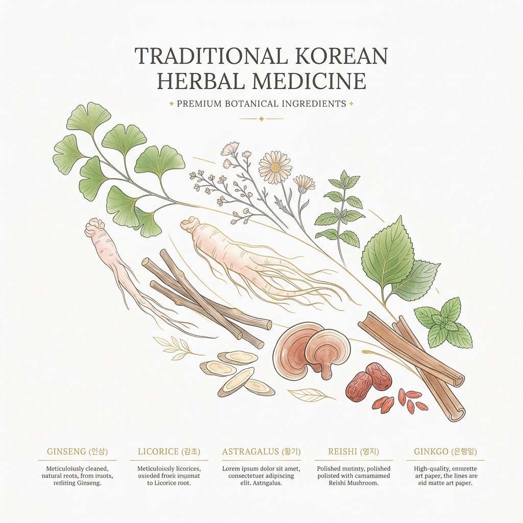 체질보약 한약재 정밀 일러스트